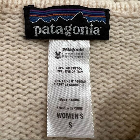 Patagonia 100% Lambswool Zip Up Sweater Jacket Cardigan | Taupe & Cream | Size S - Picture 7 of 7